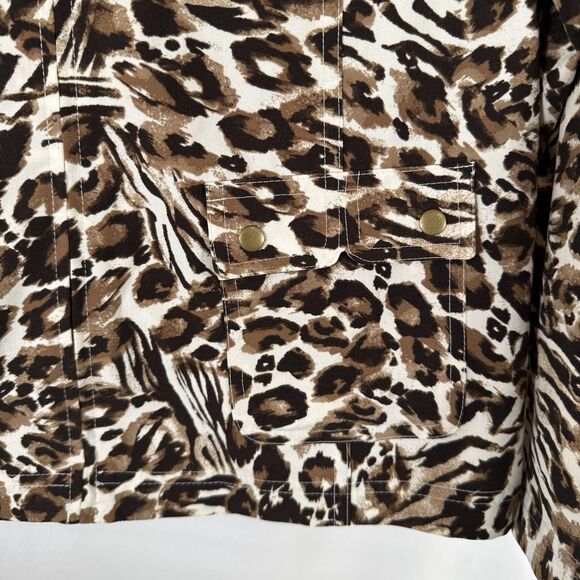 Zenergy Chico's Jacket Women's Large Cheetah Print Full Zip Snap Pockets - Picture 6 of 13
